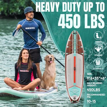 Надувний SUP-борд ATPROSS 350x89x15см, 200кг, для дорослих, зі аксесуарами, рюкзаком, для йоги, риболовлі, серфінгу, стабільний, неслизький, Kayak, Boat, Holzmaserung