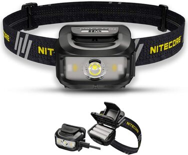 Ліхтарик на лоб Nitecore NU35 LED - акумуляторний, гібридний, 460 люмен, IP66, червоне світло, чорний