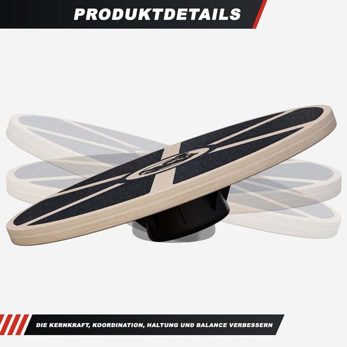 Балансборд GORILLA SPORTS® - діаметр 40 см, до 110-180 кг, дерево/пластик - тренажер для рівноваги, терапевтичний диск, балансборд для дітей та дорослих (#1 PRO модель з дерева)