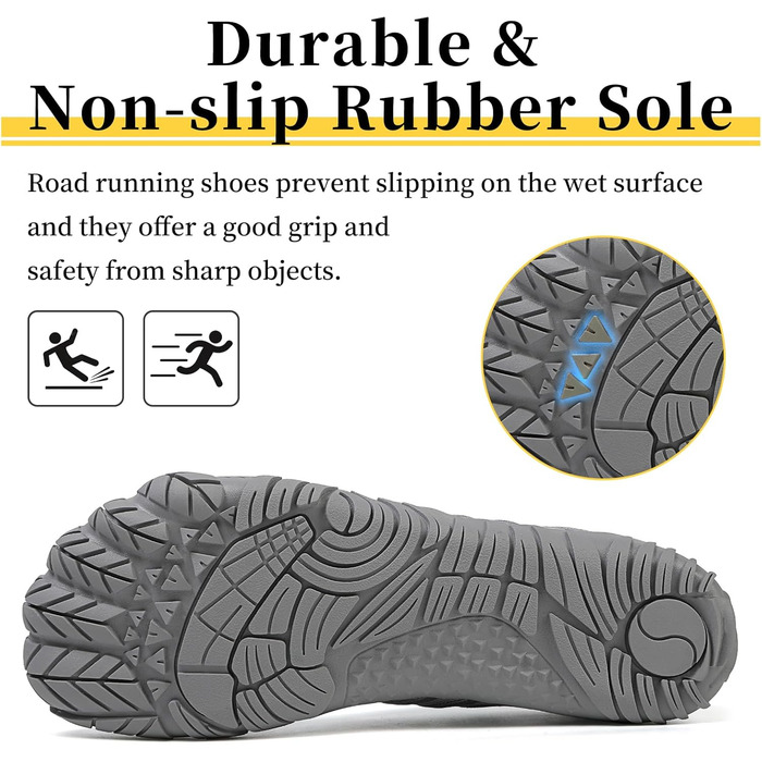 Босими кросівки для жінок та чоловіків: широкі, легкі, дихаючі, з нульовим перепадом, для трейлу та бігу по асфальту. Unisex, розміри 36-46 EU (39 EU, сірий)