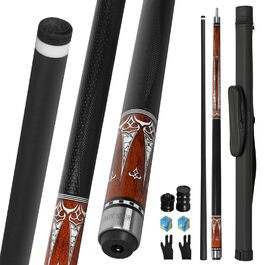 Кю Carbon Fiber (20-21 oz) - Професійний бик для більярду з шкіряним наконечником 13mm, 3/8*8 Joint, з чохлом, захисниками та крейдою