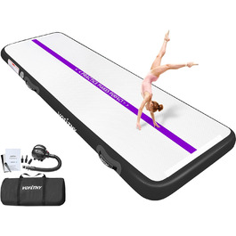 Гімнастичний надувний мат VOFiTNY товщиною 10/20 см для дому, парку та води. Розміри: 3/4/5/6 м. Підходить для йоги, акробатики та тренувань. Кольори: фіолетовий/чорний