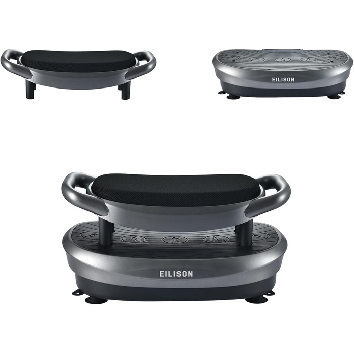 Машина для тренувань EILISON FITABS 3D з вібрацією та сидінням: вібрація, пульсація, платформа для віджимань. Ідеально для лімфодренажу, схуднення та відновлення. Колір: сірий