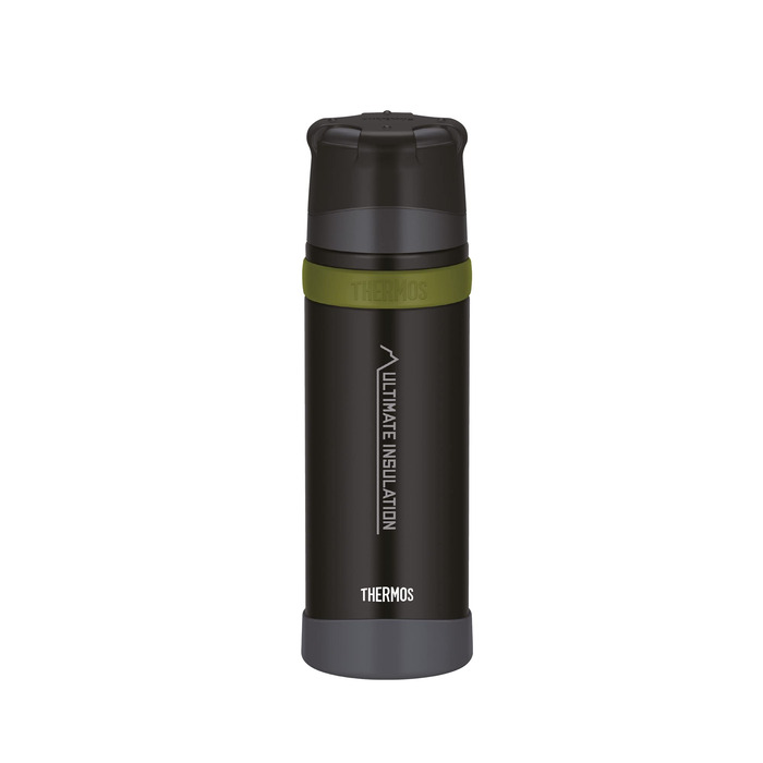 Термос для напоїв Thermos Mountain 0,5л Чорний. Ізотермічна пляшка з нержавіючої сталі з чашкою, 24 год. гаряче/холодне, легка, міцна, розбірна кришка, без BPA