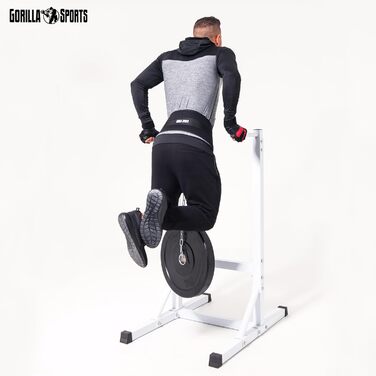 Гірчичний пояс для підтягувань GORILLA SPORTS® зі сталевим ланцюгом та 2 карабінами, до 100 кг, нейлон, чорний - для важкої атлетики та тренувань