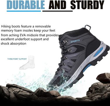 Водонепроникні туристичні черевики для чоловіків та жінок, сірі (42.5 EU)