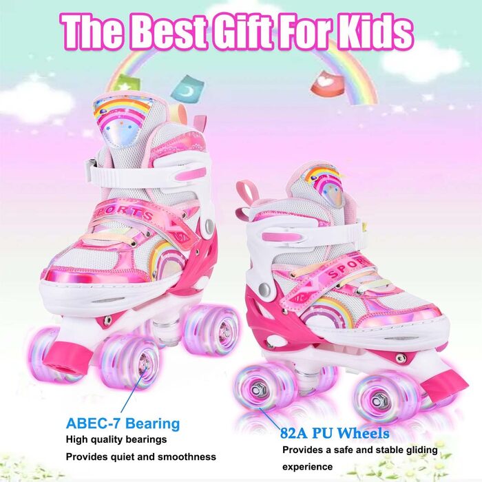 Роликові ковзани для дівчаток Vertellbar з LED підсвічуванням. Розміри 31-42, комфортні ролики для підлітків та початківців.