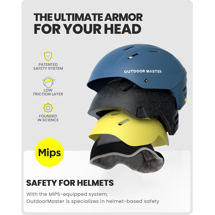 Шолом гірськолижний OutdoorMaster Kelvin II MIPS синій матовий - для чоловіків, жінок та підлітків