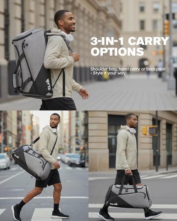 Спортивна сумка Tolaccea: велика містка сумка-рюкзак з відділенням для взуття та мокрих речей. Ідеальна для тренувань, подорожей, басейну, сауни, футболу (для чоловіків та жінок)