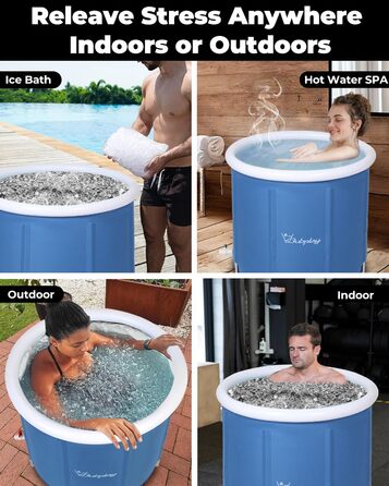 Ейсбад XL для спортсменів та дорослих: ванна для крижаного занурення на 105 галонів з кришкою, блакитна