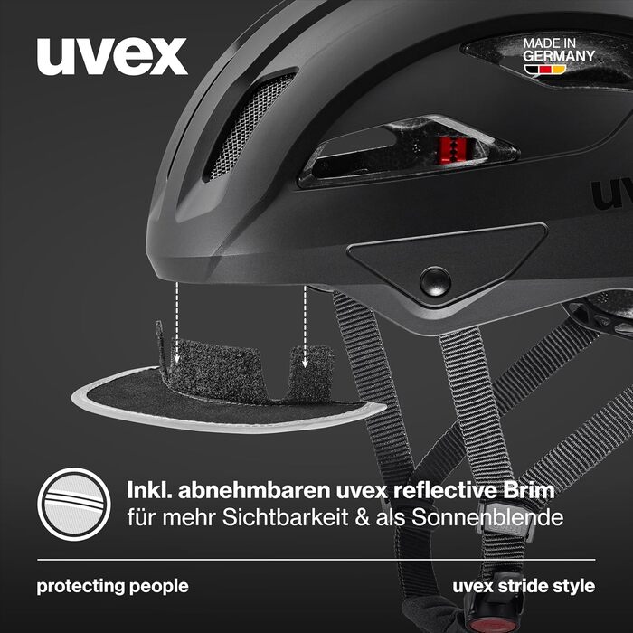 Велосипедний шолом Uvex Stride Style, універсальний, чорний матовий, 59-61 см, індивідуальне регулювання розміру, надійний та безпечний