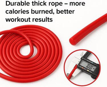 Стрибкове канат Titan-Springseil: 3 м, регульований, з вагою для тренувань, Кросфіт, Фітнес, Бокс, MMA, спортзал (червоний)