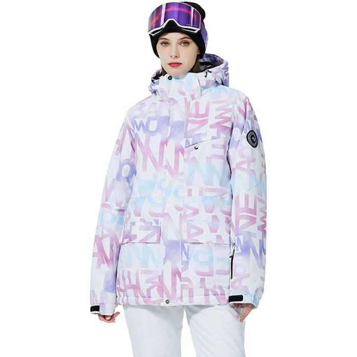 Модна жіноча гірськолижна куртка та штани, водонепроникні, вітронепроникні, кольорові, з принтом, рожевий, розмір M
