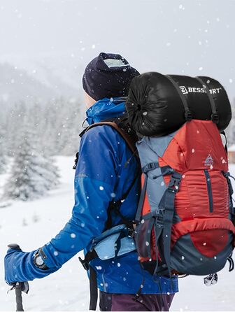 Спальний мішок Bessport -10°C - 15°C 4 сезони. Водонепроникний, для кемпінгу, подорожей, туризму. Чорний/Сірий-блакитний
