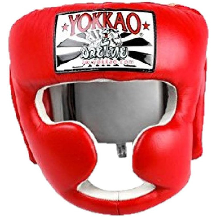 Боксерський шолом YOKKAO преміум зі шкіри для муай-тай, боксу, кікбоксингу, з посиленим захистом щік, ручна робота