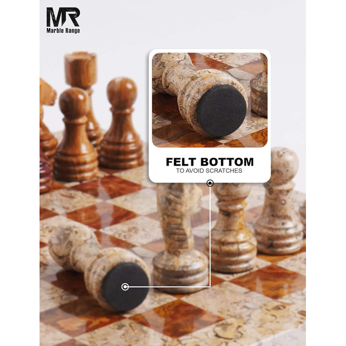 Шаховий набір з мармуру для дорослих, ручної роботи, 32 фігури, 2 додаткові королеви, коробка для зберігання, розкішна подорожна гра, елегантний подарунок для дому (кораловий & темно-коричневий)