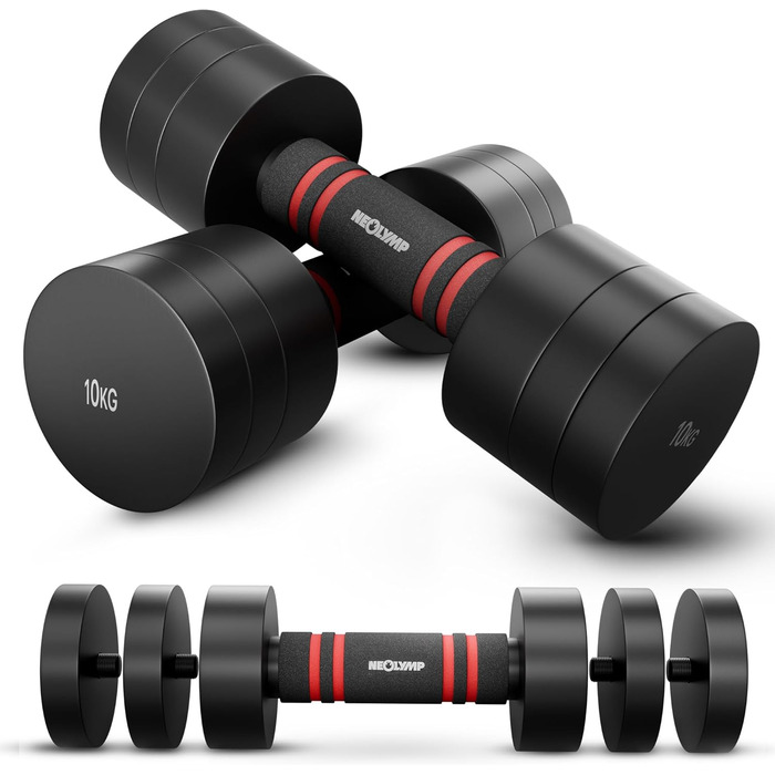 Набір гантелей Neolymp 2 шт. регульовані 1,75-10 кг – сталеві гантелі, компактний набір, пінополіуретанові ручки