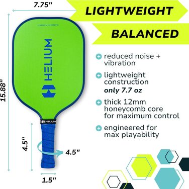 Набір ракет для піклболу Helium, 4 шт., USAPA, графіт-скловолокно, 12 мм Honeycomb Core, Blaze