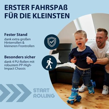 Роликові ковзани HUDORA My First Quad для дітей (26-29, Цянь) - розмір регулюється, великі колеса