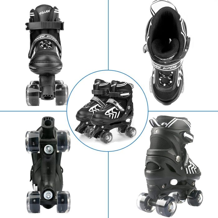 Дитячі ролики Kinder для дівчаток та хлопчиків, регульовані, з підсвічуванням, Quad Skates, для дому та вулиці
