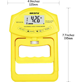 Електронний динамометр GRIPX для вимірювання сили стиску руки, 90 кг / 198 lbs (жовтий)