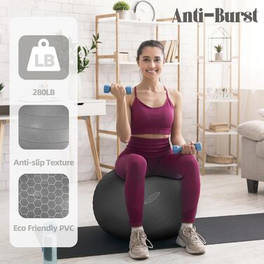 Гімнастичний м'яч BalanceFrom, протиковзкий, вибухозахищений, з насосом, 90 кг