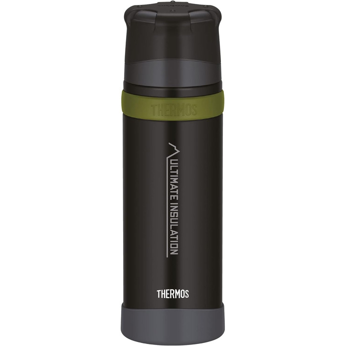 Термос-гірська пляшка для напоїв THERMOS 0,75 л, чорна, нержавіюча сталь з чашкою, 24 години зберігання тепла/холоду, легка та міцна, розбірна кришка, BPA-free