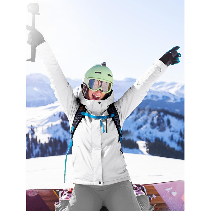 Жіноча водонепроникна куртка для сноубордингу та лижного спорту FREE SOLDIER з флісовою підкладкою, тепла зимова куртка з капюшоном, повністю проклеєні шви (XXL, Білий/Ошатний сад)