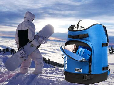 Сумка для гірськолижного спорядження 50L, водонепроникний рюкзак для лиж та сноуборду, вміщує шолом, маску та одяг. Blau 02