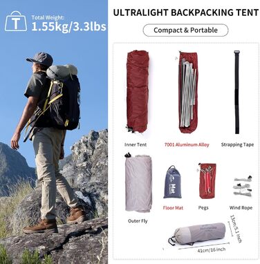 Намет Naturehike Cloud Up 1 - ультралегкий намет для 1 особи (4 сезони) | Naturehike