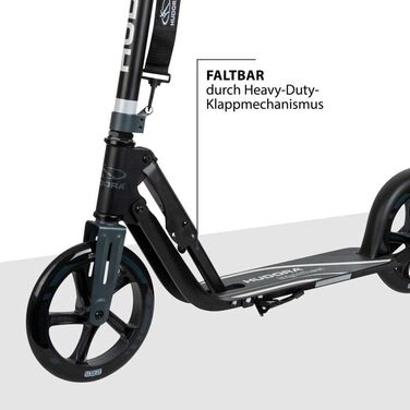Самокат HUDORA BigWheel 205 для міста, складаний, з замком, регульований, для дітей і дорослих, до 100 кг, від 6 років