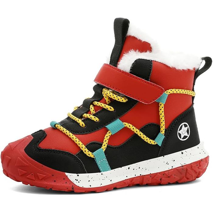 Водонепроникні зимові черевики для дітей: зимові чоботи для дівчаток та хлопчиків, утеплені, для активного відпочинку на вулиці, неслизькі, червоні (29 EU)