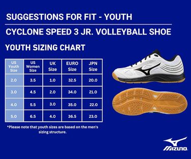 Дитячі кросівки Mizuno Cyclone Speed 3 для дівчаток, білий/чорний колір, розмір Big Kid 2, чорний/сріблястий