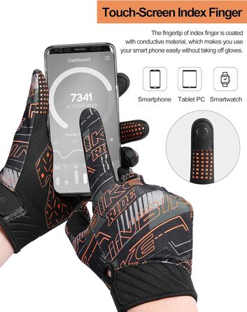 Велосипедні рукавички INBIKE для чоловіків, бігові рукавички, ударостійкі, еластичні, світловідбиваючі, дихаючі, помаранчеві, XXL