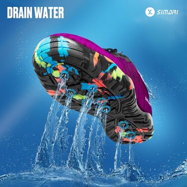 Водні черевики SIMARI WP001 для жінок та чоловіків, швидковисихаючі, для плавання, дайвінгу, серфінгу, йоги та відпочинку на природі, WP001, фіолетовий, 43 EU
