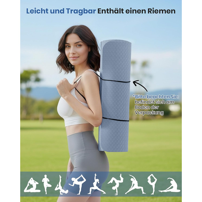 Килимок для йоги та фітнесу Narwhal: протиковзкий екологічний TPE мат для пілатесу та тренувань з ременем для перенесення