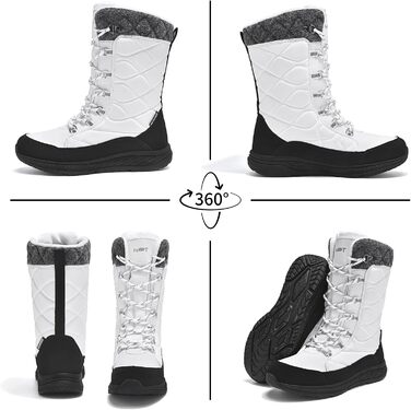 Зимові чоботи для жінок водонепроникні, зручні, теплі, з підкладкою, непромокаючі, зимові черевики, антиковзні, легкі, для піших прогулянок, трекінгу, відпочинку, снігові чоботи, середньої висоти, 37-42 EU (Білий, 41 EU)