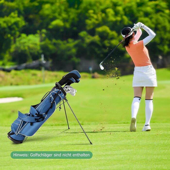 Сумка для гольфу GYMAX, стабільна сумка для ключок з ручками та стійкою, туристична сумка для гольфу, портативна (Блакитна)