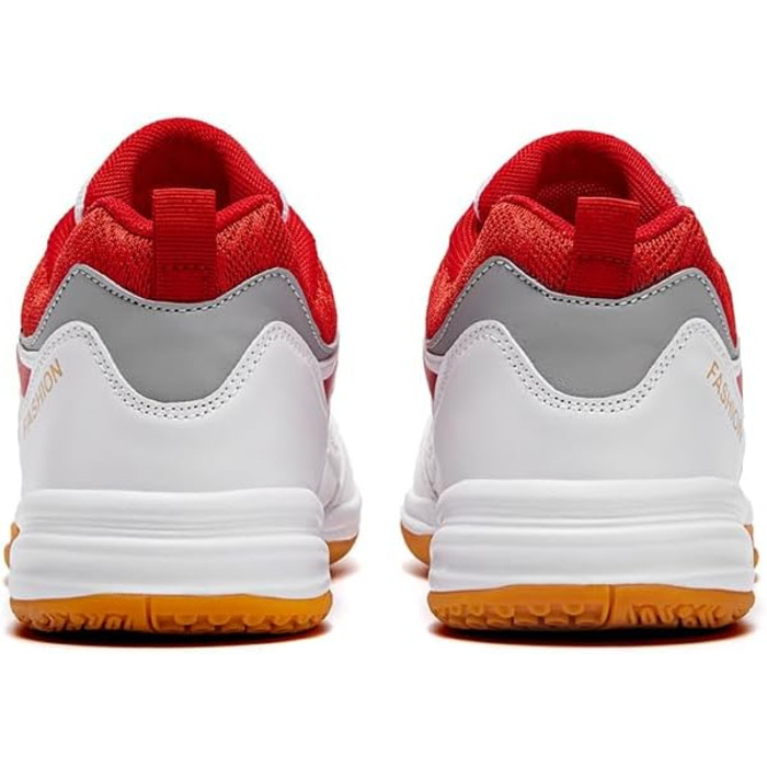 Волейбольні кросівки для чоловіків та жінок, кросівки для бадмінтону, білі закриті спортивні кросівки, дитячі волейбольні тренувальні кросівки з амортизацією та антиковзаючою підошвою, розмір 39 EU, широкі, білі, червоні