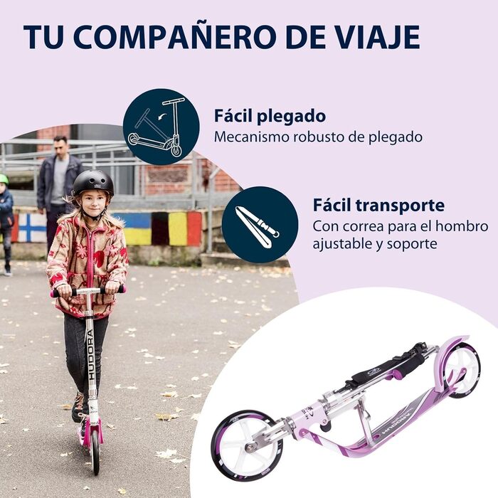 Самокат HUDORA BigWheel 205 алюмінієвий, складаний, міський, для дітей та дорослих, до 100 кг, з підніжкою