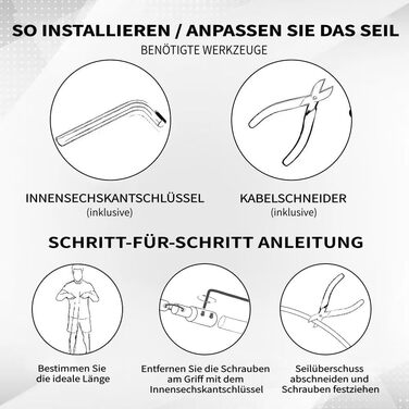 Скакалка з утяжеленням Hererope, 11 мм сталевий трос, металеві ручки, регульована довжина, для тренувань та фітнесу, чорний