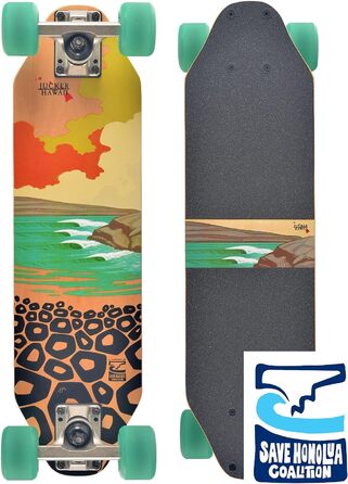 JUCKER HAWAII Скейтборд City Cruiser з дерева для дітей та дорослих, міні лонгборд WOODYBOARD PONO, комплектний