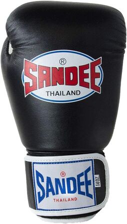 Боксерські рукавички Sandee для Муай Тай, шкіряні, чорні, 14oz, для дорослих