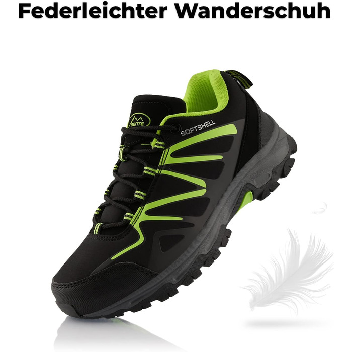 Черевики для піших прогулянок для жінок та чоловіків, дихаючі трекінгові черевики, чорно-зелені, 37 EU