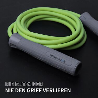 Стрибкове канат HEREROPE з вагами, 8 мм, 360° обертання, регульована довжина, неслизька ручка, для кардіо, HIIT, MMA, зелений