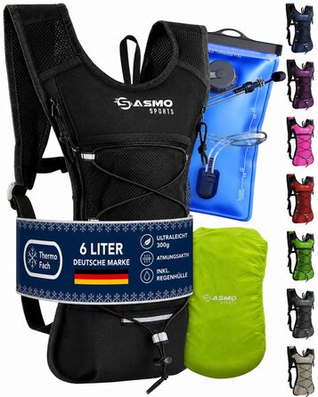 Рюкзак гідратор SASMO® для бігу та велоспорту 6л (синій) з термокишенею та 2л пляшкою