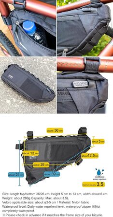 Велосипедна трикутна сумка GORIX GX-FB Pelican, розширювана, 3.5 л, водонепроникна, для шосейних та гірських велосипедів