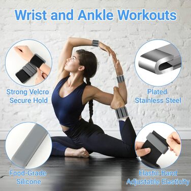 Регульовані ваги на зап'ястя та щиколотку - 0.45 кг (по 0.9 кг в комплекті), для йоги, танців, пілатесу та фітнесу