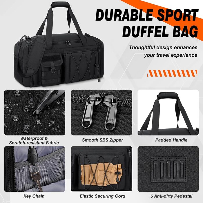 Спортивна сумка RAINSMORE 40L, водонепроникна, з відділенням для взуття, для чоловіків та жінок, чорна