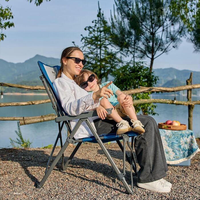 Крісло для кемпінгу Timber Ridge, розкладне, 260 кг, 4 положення, з підлокітниками, з сумкою, блакитне